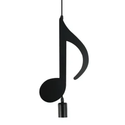 LAMPADARIO PENDENTE A SOSPENSIONE NOTA MUSICALE NOTA CROMA NERO E27 B01-N03
