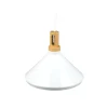 LAMPADARIO PENDENTE LAMPADA A SOSPENSIONE PARABOLA BIANCA BASE IN LEGNO VT-7535