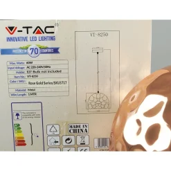 LAMPADARIO PENDENTE LAMPADA A SOSPENSIONE IN METALLO CONO ORO ROSA RAME VT-8250