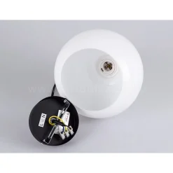 LAMPADARIO PENDENTE LAMPADA A SOSPENSIONE IN LEGNO E VETRO BIANCO CHIARO ROTONDO