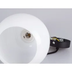 LAMPADARIO PENDENTE LAMPADA A SOSPENSIONE IN LEGNO E VETRO BIANCO CHIARO ROTONDO