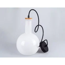 LAMPADARIO PENDENTE LAMPADA A SOSPENSIONE IN LEGNO E VETRO BIANCO CHIARO ROTONDO