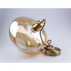 LAMPADARIO PENDENTE LAMPADA A SOSPENSIONE VINTAGE IN VETRO COLORE AMBRA VT-7290