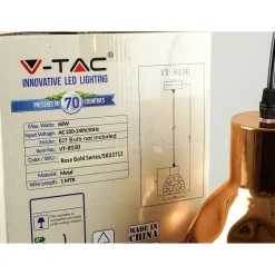 LAMPADARIO PENDENTE LAMPADA A SOSPENSIONE IN METALLO CONO ORO ROSA RAME VT-8150