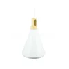 LAMPADARIO PENDENTE LAMPADA A SOSPENSIONE PARABOLA BIANCA BASE IN LEGNO VT-7525