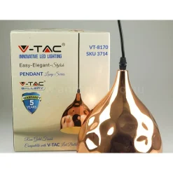 LAMPADARIO PENDENTE LAMPADA A SOSPENSIONE IN METALLO CONO ORO ROSA RAME VT-8170