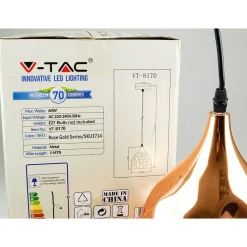 LAMPADARIO PENDENTE LAMPADA A SOSPENSIONE IN METALLO CONO ORO ROSA RAME VT-8170