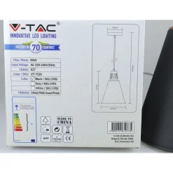 LAMPADARIO PENDENTE LAMPADA A SOSPENSIONE COLORE NERO SABBIA ALLUMINIO VT-7520