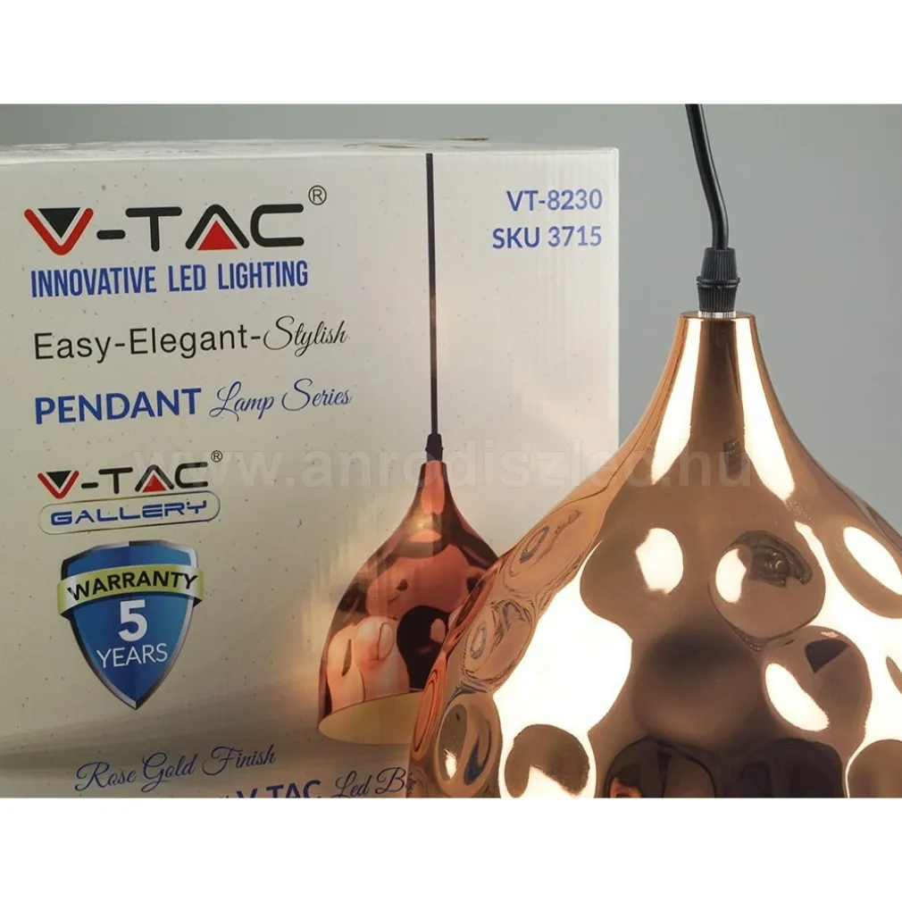 LAMPADARIO PENDENTE LAMPADA A SOSPENSIONE IN METALLO CONO ORO ROSA RAME VT-8230