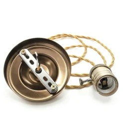 LAMPADARIO PENDENTE VINTAGE DA SOFFITTO SOSPENSIONE E27 INTERRUTTORE BRONZO METAL