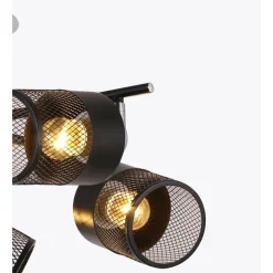 LAMPADARIO PLAFONIERA A SOFFITTO CON 5 PARALUMI LAMPADE ATTACCO E27 IN METALLO 00280