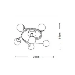 LAMPADARIO PLAFONIERA A SPIRALE 6 SPERE ATTACCO G9 LAMPADA SOFFITTO BRONZO C34-6