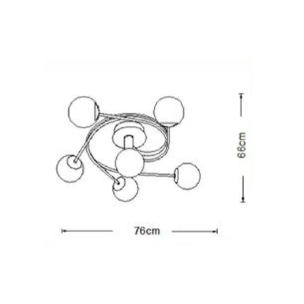 LAMPADARIO PLAFONIERA A SPIRALE 6 SPERE ATTACCO G9 LAMPADA SOFFITTO BRONZO C34-6