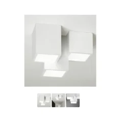 LAMPADARIO PLAFONIERA LAMPADA A SOFFITTO 3 CUBI GESSO PORTALAMPADA GU10 GS-C06-3