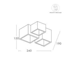 LAMPADARIO PLAFONIERA LAMPADA A SOFFITTO 3 CUBI GESSO PORTALAMPADA GU10 GS-C06-3