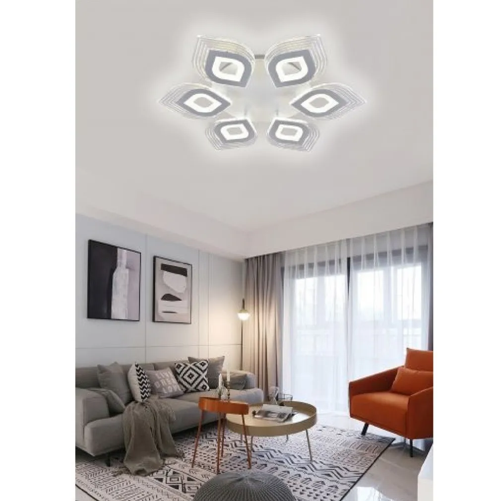 LAMPADARIO PLAFONIERA MODERNA SOFFITTO LUCE FREDDA 6500K NATURALE 4000K 55W C27B