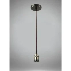 LAMPADARIO PORTALAMPADA A SOSPENSIONE VINTAGE BRONZO PER LAMPADINE E27 2MT E27-2M-V