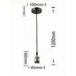 LAMPADARIO PORTALAMPADA A SOSPENSIONE VINTAGE BRONZO PER LAMPADINE E27 2MT E27-2M-V