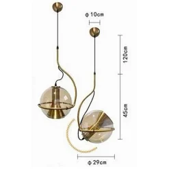 LAMPADARIO SFERA VETRO PENDENTE GLOBO E27 LAMPADA ORIENTABILE SOSPENSIONE LP-87