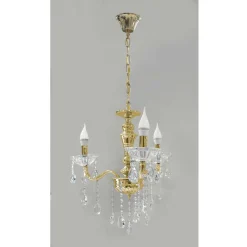 LAMPADARIO SOFFITTO 3 BRACCI A SOSPENSIONE CON CATENA GOCCE PENDENTI LAMPADA A26