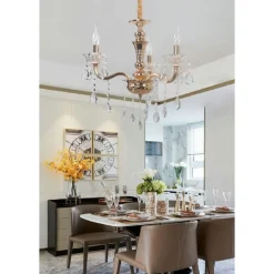 LAMPADARIO SOFFITTO 3 BRACCI A SOSPENSIONE CON CATENA GOCCE PENDENTI LAMPADA A26