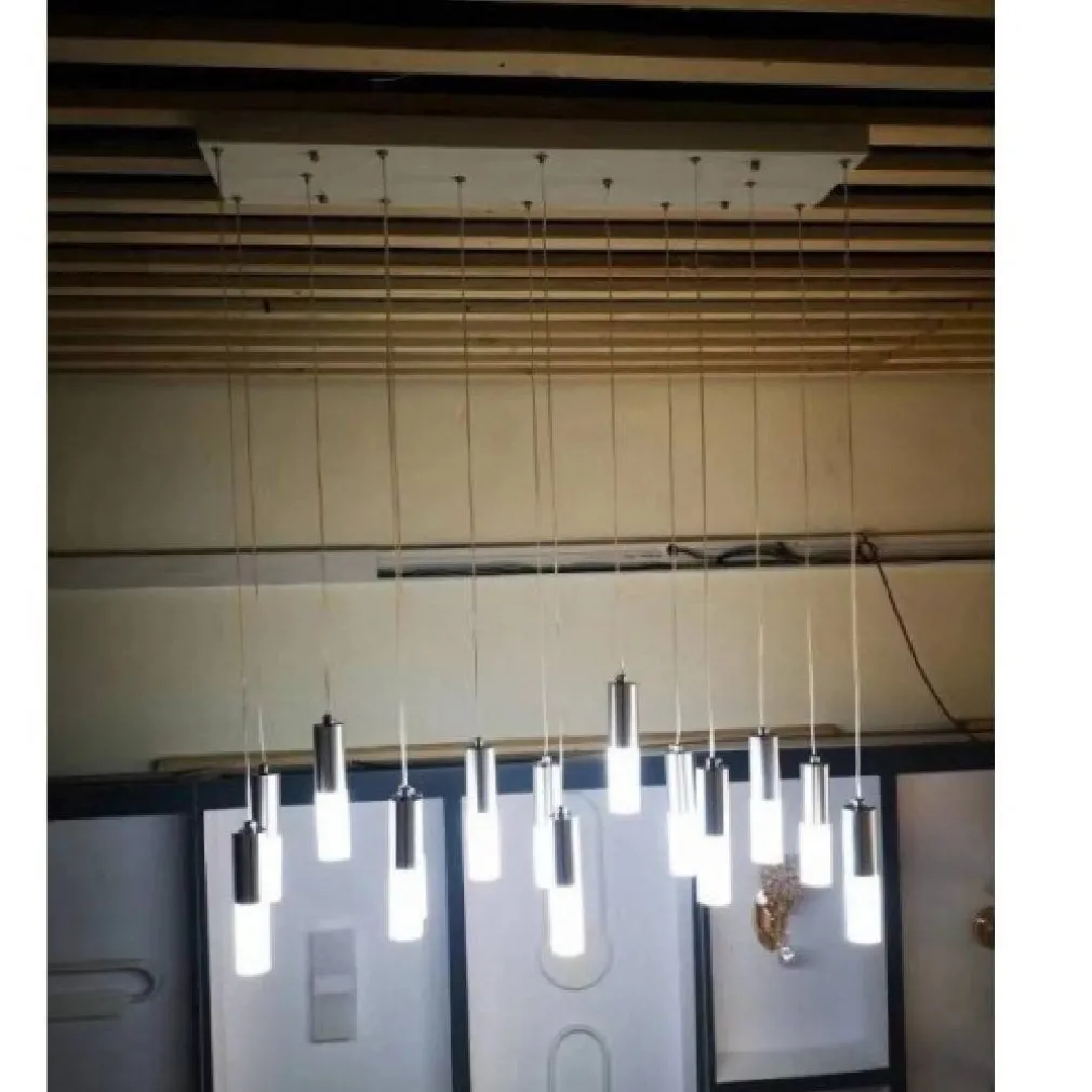 LAMPADARIO SOFFITTO A SOSPENSIONE 14 CILINDRI PENDENTI DESIGN MODERNO 6500K B05