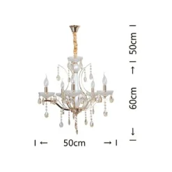 LAMPADARIO SOFFITTO A SOSPENSIONE CLASSICO 5 BRACCI E14 EFFETTO CRISTALLO A60-5