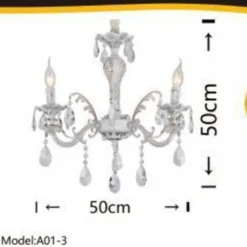 LAMPADARIO SOFFITTO CLASSICO 3 BRACCI ATTACCO E14 VETRO EFFETTO CRISTALLO A01-3