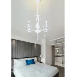 LAMPADARIO SOFFITTO CLASSICO 3 BRACCI E14 VETRO CRISTALLO GOCCE PENDENTI A15-3