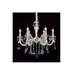 LAMPADARIO SOFFITTO CLASSICO 6 BRACCI ATTACCO E14 VETRO EFFETTO CRISTALLO A01-6