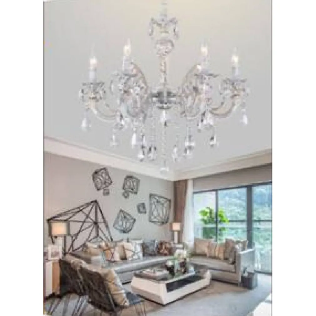 LAMPADARIO SOFFITTO CLASSICO 6 BRACCI ATTACCO E14 VETRO EFFETTO CRISTALLO A01-6