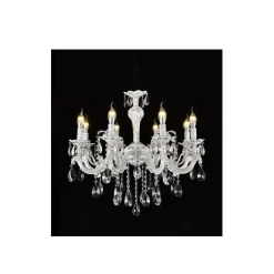 LAMPADARIO SOFFITTO CLASSICO 8 BRACCI ATTACCO E14 VETRO EFFETTO CRISTALLO A01-8