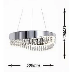 LAMPADARIO SOFFITTO LED 35 W SOSPESO ARGENTO CON CRISTALLI LUCE FREDDA 8000K B79