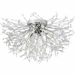 LAMPADARIO SOFFITTO PLAFONIERA ARGENTO MODERNA CRISTALLI FUOCHI ARTIFICIO G9 PN-13A