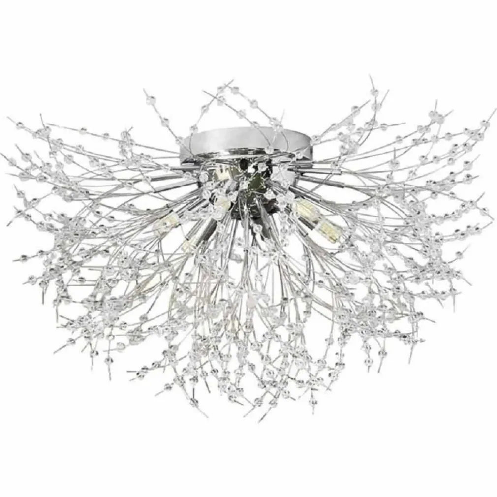 LAMPADARIO SOFFITTO PLAFONIERA ARGENTO MODERNA CRISTALLI FUOCHI ARTIFICIO G9 PN-13A
