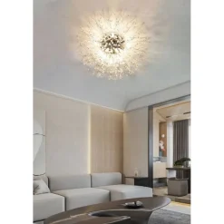 LAMPADARIO SOFFITTO PLAFONIERA ARGENTO MODERNA CRISTALLI FUOCHI ARTIFICIO G9 PN-13A