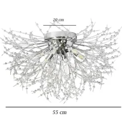 LAMPADARIO SOFFITTO PLAFONIERA ARGENTO MODERNA CRISTALLI FUOCHI ARTIFICIO G9 PN-13A