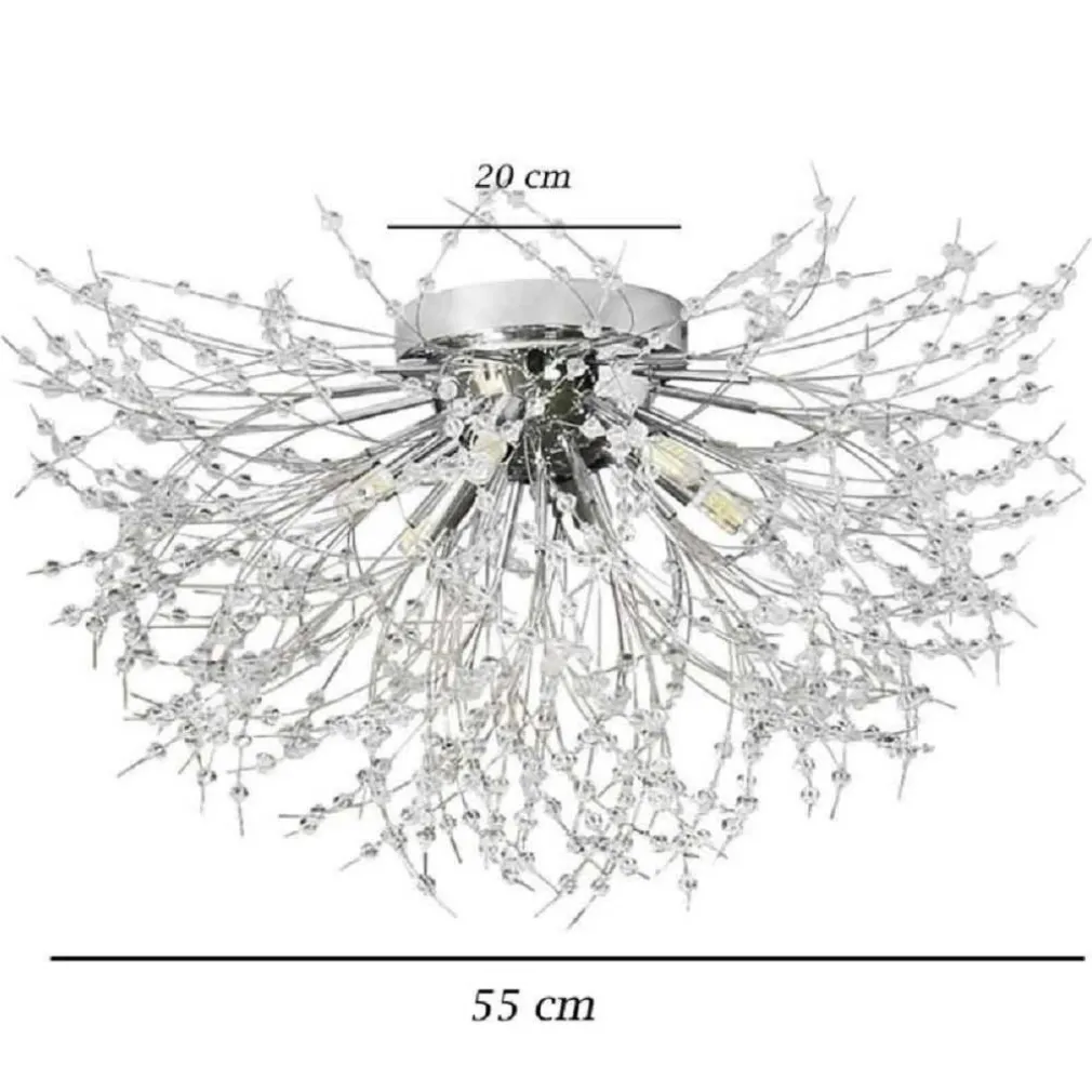 LAMPADARIO SOFFITTO PLAFONIERA ARGENTO MODERNA CRISTALLI FUOCHI ARTIFICIO G9 PN-13A