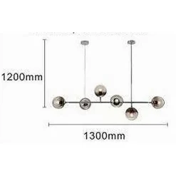 LAMPADARIO SOSPENSIONE 6 SFERE ATTACCO E27 IN VETRO LAMPADA IN METALLO ARGENTO 71652