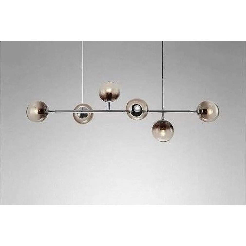 LAMPADARIO SOSPENSIONE 6 SFERE ATTACCO E27 IN VETRO LAMPADA IN METALLO ARGENTO 71652