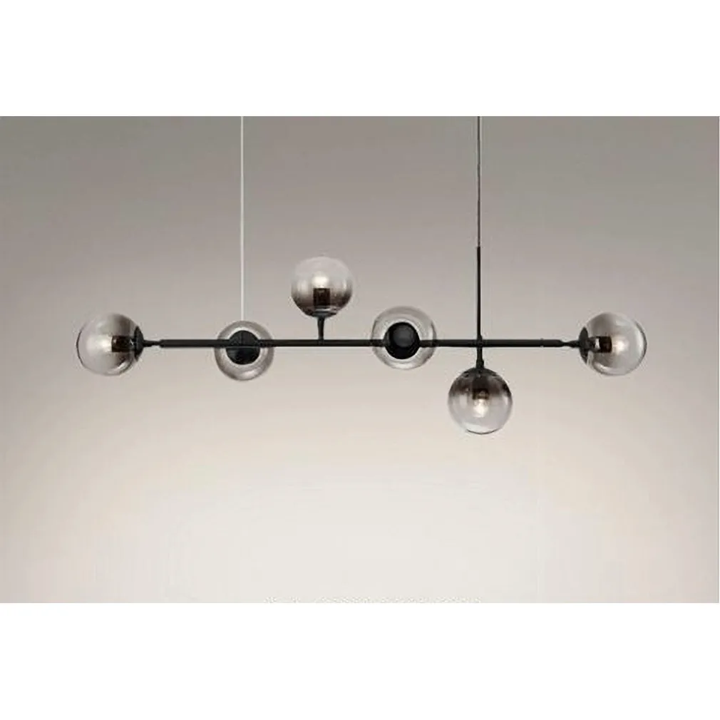 LAMPADARIO SOSPENSIONE 6 SFERE ATTACCO E27 IN VETRO LAMPADA IN METALLO NERO 71669
