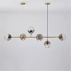 LAMPADARIO SOSPENSIONE 6 SFERE ATTACCO E27 IN VETRO LAMPADA IN METALLO ORO 71645