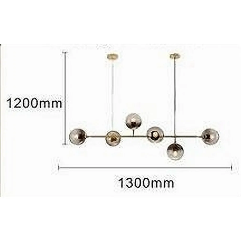 LAMPADARIO SOSPENSIONE 6 SFERE ATTACCO E27 IN VETRO LAMPADA IN METALLO ORO 71645