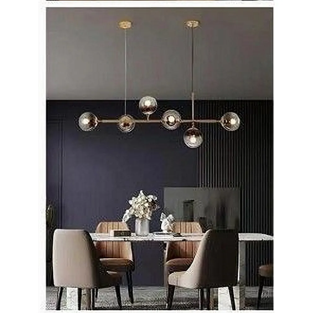 LAMPADARIO SOSPENSIONE 6 SFERE ATTACCO E27 IN VETRO LAMPADA IN METALLO ORO 71645