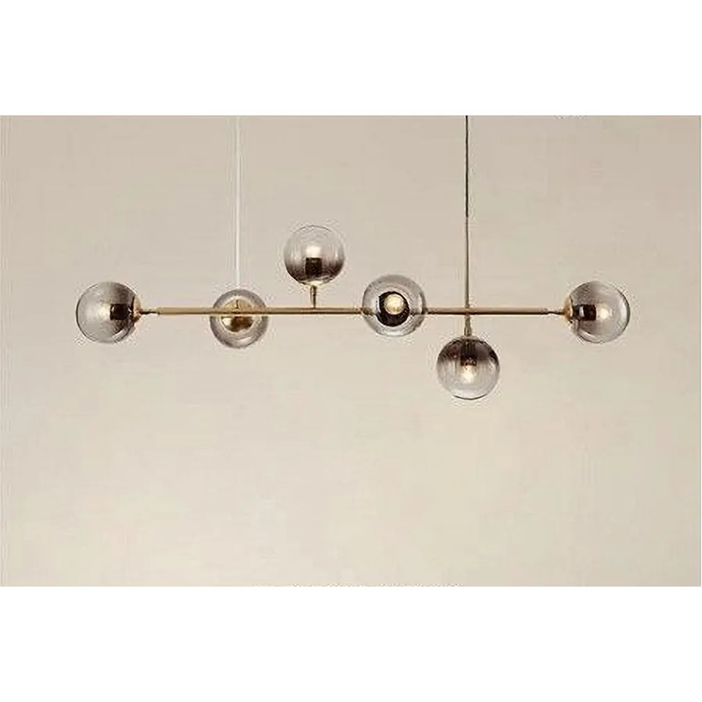 LAMPADARIO SOSPENSIONE 6 SFERE ATTACCO E27 IN VETRO LAMPADA IN METALLO ORO 71645