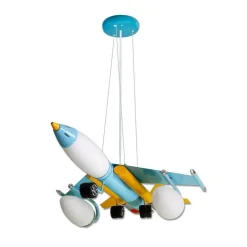 LAMPADARIO SOSPENSIONE AEREO DA CACCIA COLORATO 5 ATTACCHI E14 B45