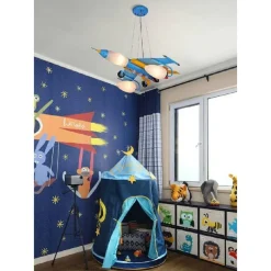 LAMPADARIO SOSPENSIONE AEREO DA CACCIA COLORATO 5 ATTACCHI E14 B45