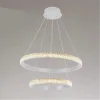 LAMPADARIO SOSPENSIONE LED 60 W 2 CERCHI ANELLI CRISTALLO TELECOMANDO BIANCO 31951