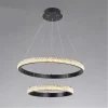 LAMPADARIO SOSPENSIONE LED 60 W 2 CERCHI ANELLI CRISTALLO TELECOMANDO NERO 31968