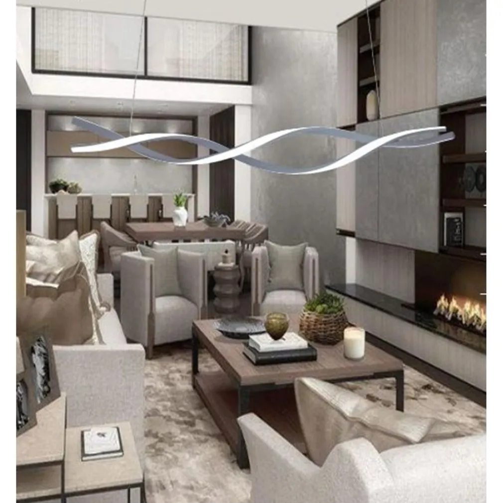 LAMPADARIO SOSPENSIONE LUCE 3000K-6500K LED 48W ARGENTO SPIRALE VORTICE ORIZZONTALE 01127